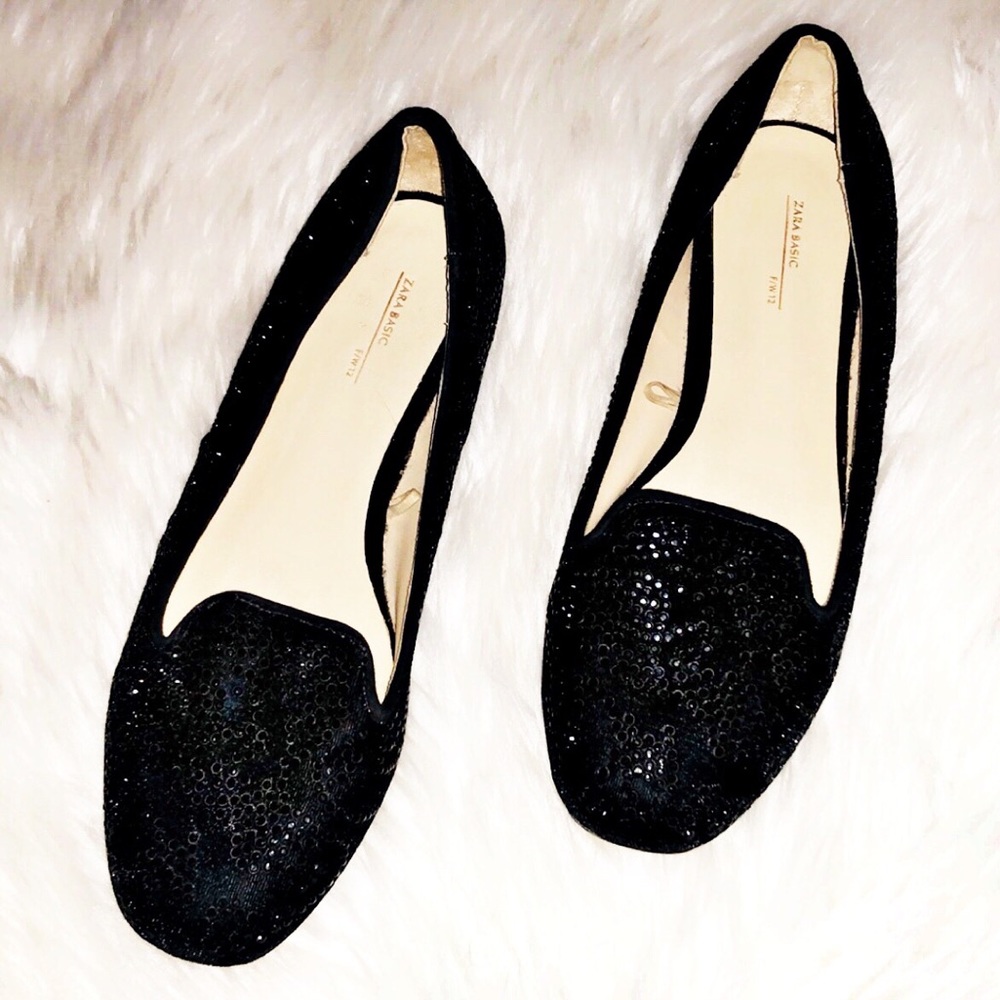 ZARA Velvet Crystal Flat